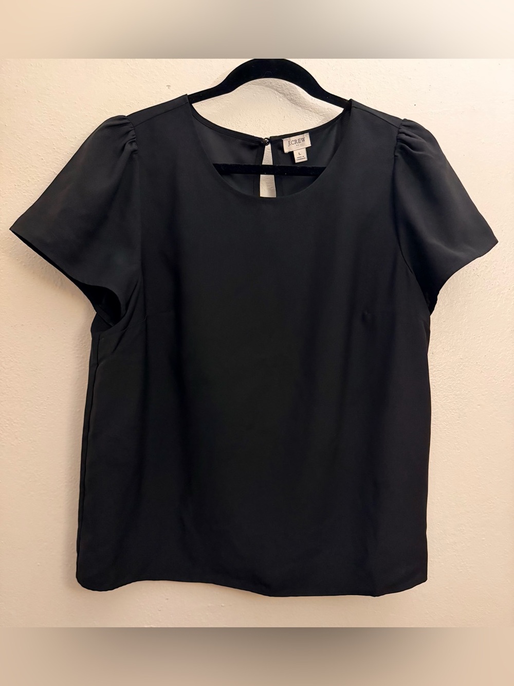 J. Crew Black Short-Sleeve Round-Neck Blouse Like New
